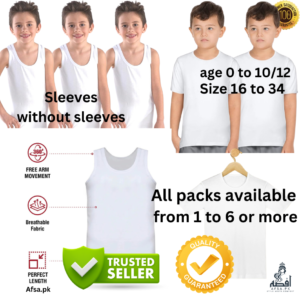 Kids Pure Cotton Vest – Sleeveless & With Sleeves, Premium Comfort, Soft Combed Cotton for Newborn to 12 Years