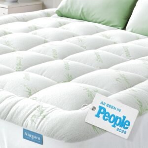 Niagara Sleep Solution Ultra Soft Queen Size Mattress Topper - Rayon Derived from Bamboo Pillow Top Mattress Pad for Back Pain Relief
