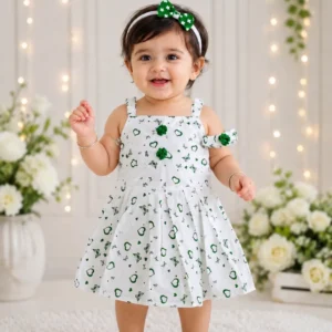 14 August 2 Pcs Girl's Fancy Frock And Trouser Set