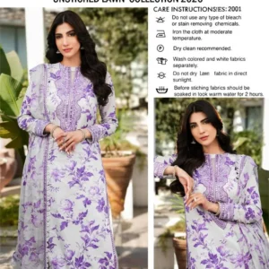 Anela's Unstitched Lawn 2026 Purple Floral Suit