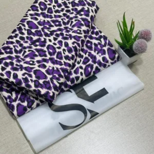 Purple Leopard Print Polo Cotton 2 Pcs Suit for Men