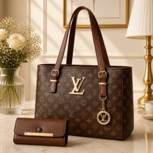 Women's Brown Leather Shoulder Bag with Card Holder