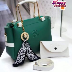 Green Handbag Set for Girls with Pouch & Strap