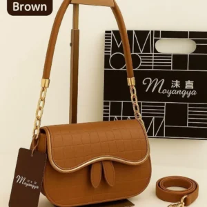 Honey Brown Leather Shoulder Bag for Girls