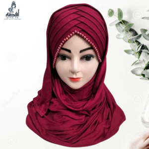 10-Layer Hijab Cap & Scarf – Full Shoulder Coverage, Ready-to-Wear with Pearl, Soft Jersey Fabric.