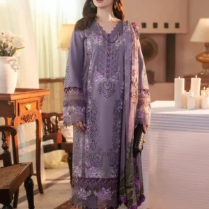 Lilac Embroidered 3-Piece Unstitched Suit for Women