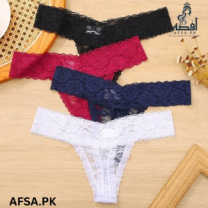 Women's Sexy Lace Thong Lingerie – Hollowed Out T-Back, Seamless Low Waist Cotton Panties