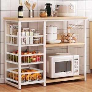 Iron Oven Rack with 5 Shelves & Microwave Storage
