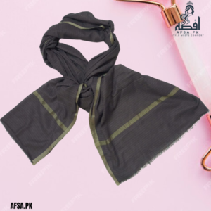 Black Khaddi Net Chaddar Dupatta with Golden Lines – Soft, All-Weather Hand-Woven Self-Printed Fabric for Girls and Women