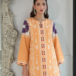 Orange Printed Lawn 2Pcs Shirt Trouser Set