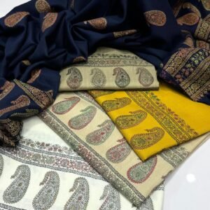Elegant Handcrafted Pashmina Shawl – Kashmiri Embroidery with Block Print, 2.5-Yard Length, Premium Quality