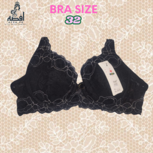 Bra Size 32 | Soft Padded Push-Up | Black Beauty with Lace & Net – Ultra Comfort and Support