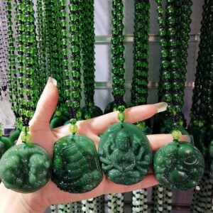 Green Imitation Chalcedony Buddha Necklaces Set