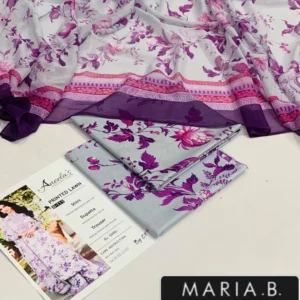 Purple Printed Lawn 3Pcs Set for Women