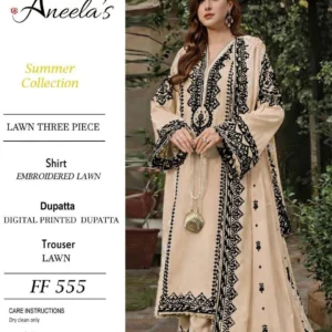 Anella's Summer Lawn 3 Pcs Off White Embroidered Suit FF555