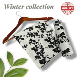 Women's Winter Floral Polo Cotton Suit Black 2Pc