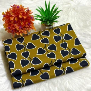 Women's Unstitched Heart Pattern Suit Mustard Black Polo Cotton