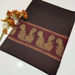 Zari Border Shawl – Soft Acrylic Wool, 2.5m Length, 1.25m Width