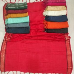 Elegant Linen Scarf & Dupatta – Perfect for Hijab, Matching Dupatta, with Tassels- Full Size 2.5 Yards