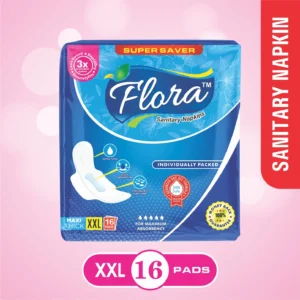 Flora Maxi Thick XXL Sanitary Napkins - Ultra Big Saver 16 Pads with Maximum Absorbency