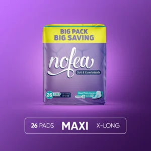 Nofea Maxi Thick Extra Long Pads - 26 Pack | Ultra Protection & Comfort for Heavy Flow
