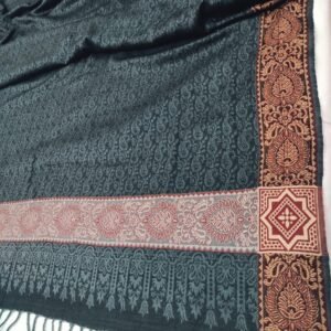 Vintage Jacquard Print Shawl with Tassels – Full-Length 2.75 Yards, Wool Shawl in a Variety of Colors