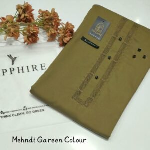 Handmade Tarkashi Gala Suit – Premium Wash & Wear Fabric, Sapphire Color, 4.5m Full Suit with 6 Buttons and Elegant Packaging