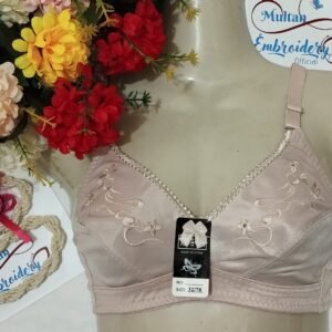 Lace Elegance: Embroidered Cotton Bra with Soft Lace Detail – Half-Cover Design for Ultimate Comfort and Style