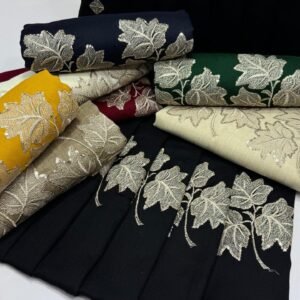 Elegant Pashmina Chanar Leaf Shawl with Sequins Embroidery – 72 Grade, Premium Quality, 2.5 Yards (88"x44")