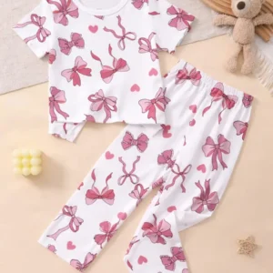 2 Pcs Girl's Stitched Jersey Printed Night Suit