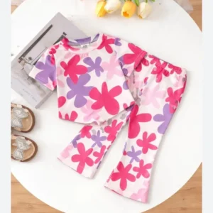 2 Pcs Girl's Stitched Jersey Printed Night Suit