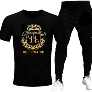 Men Black Graphic Track Suit with Crown Logo Medium to XL