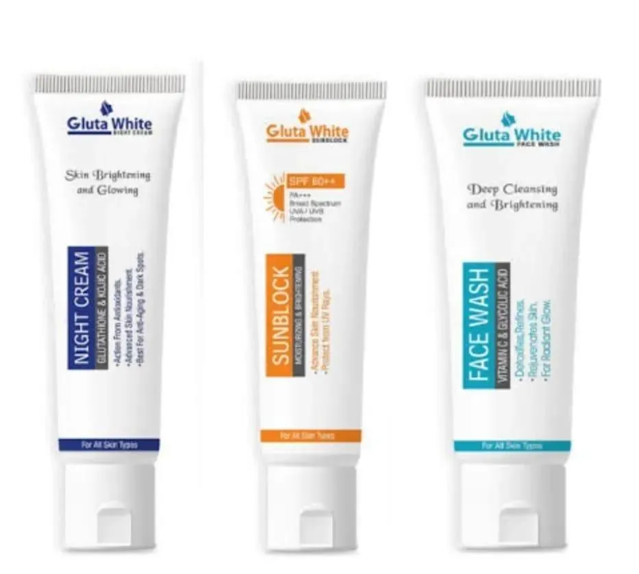 Gluta White 3-in-1 Skincare Bundle SPF 50+ Night Cream Face Wash - Image 2
