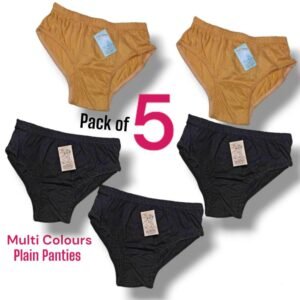 Premium Cotton Plain Panties Pack of 5 Multi Colors