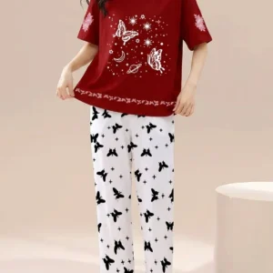 2 Pcs Women's Stitched Cotton Jersey Printed Night Suit
