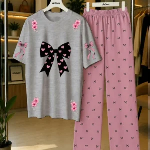 2 Pcs Women's Stitched Cotton Jersey Printed Night Suit