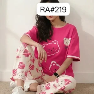 2 Pcs Women's Stitched Cotton Jersey Printed Night Suit