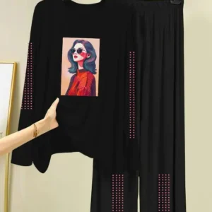 2 Pcs Women's Stitched Cotton Jersey Printed Night Suit