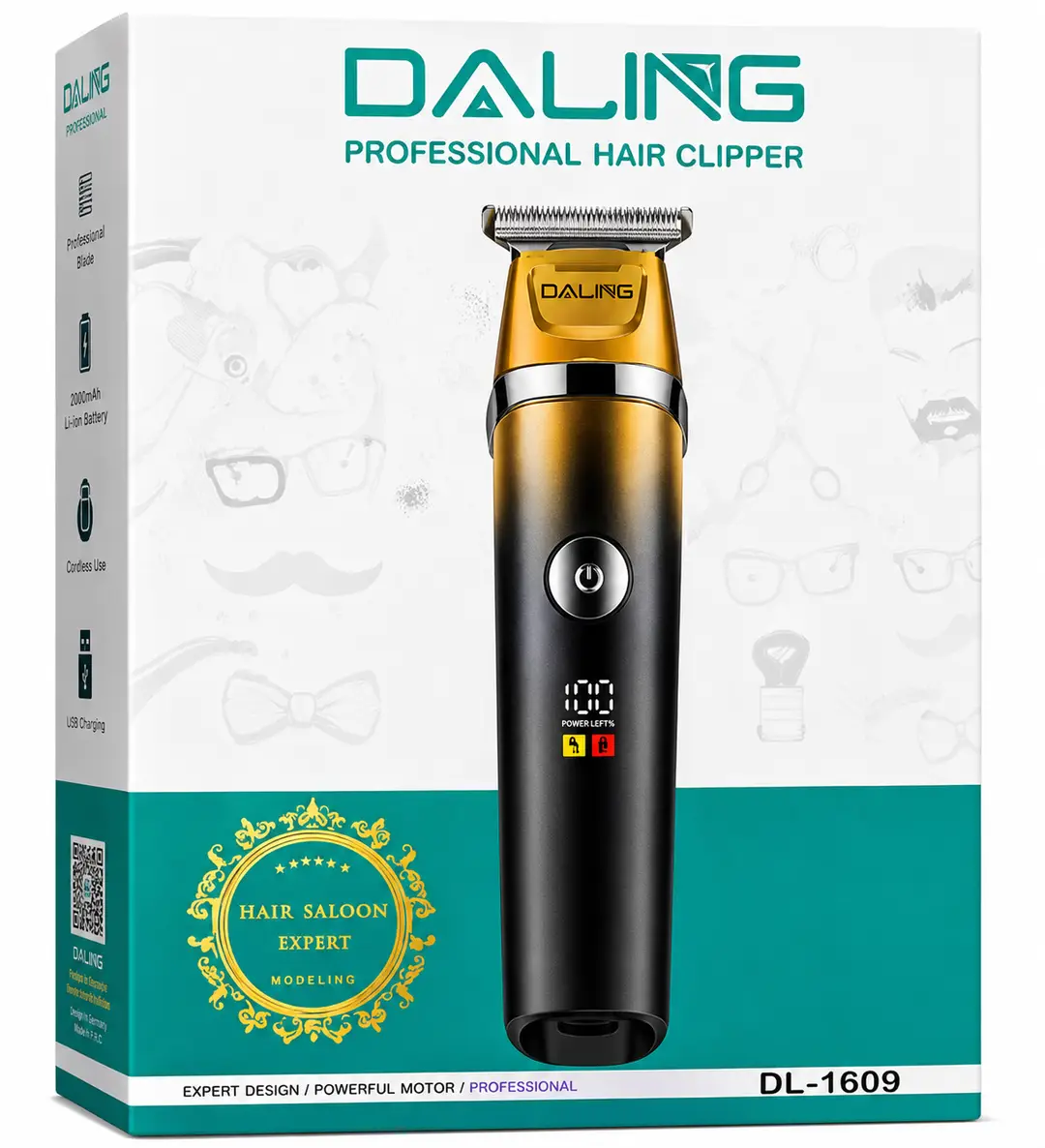 DALING DL-1699 Professional Hair Clipper | Cordless Rechargeable T-Blade Trimmer with LED Display | Fade Master Series - Image 7