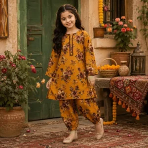 Stylish Printed Kurta Set for Girls - 2 Pcs