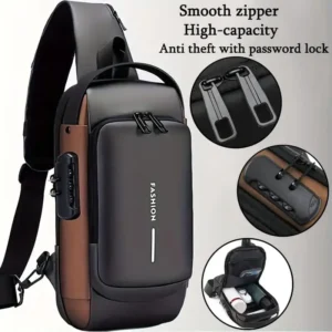Anti-Theft Crossbody Sling Bag with USB Charging Port – Waterproof Chest Bag for Men