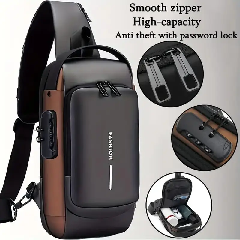 Anti-Theft Crossbody Sling Bag with USB Charging Port – Waterproof Chest Bag for Men