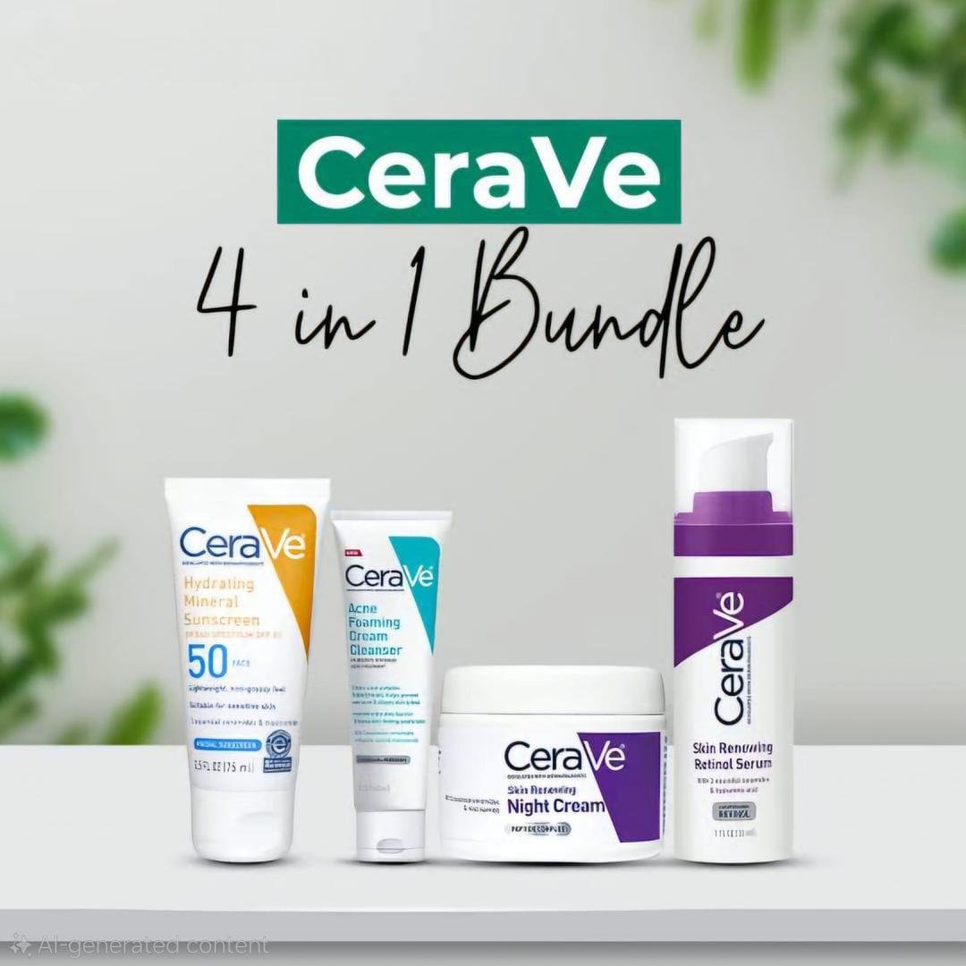 CeraVe 4 in 1 Skin Care Bundle SPF50 Night Cream Retinol Serum