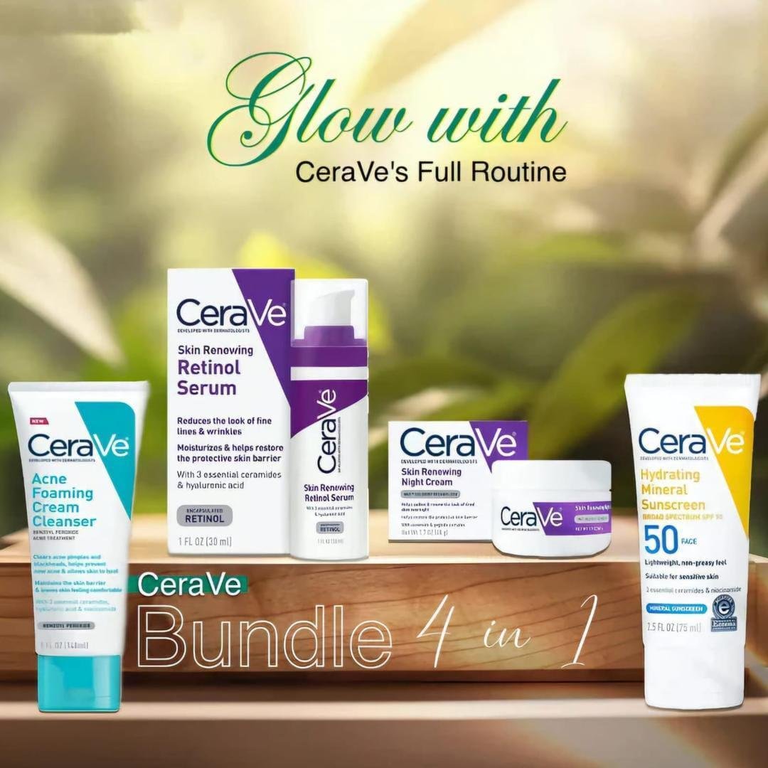 CeraVe 4 in 1 Skin Care Bundle SPF50 Night Cream Retinol Serum - Image 2