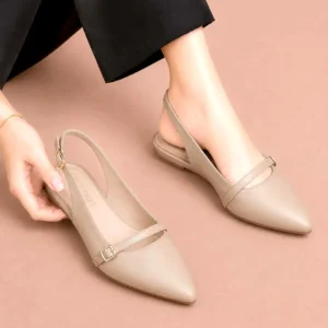 Elegant Slingback Pointed Toe Flats - 075 - Fawn